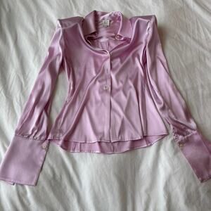 Helsa pink real silk blouse with shoulder pads